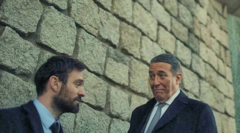 Charlie Cox as Jimmy Kinsella and Ciaran Hinds as Eamon Cunningham - Kin