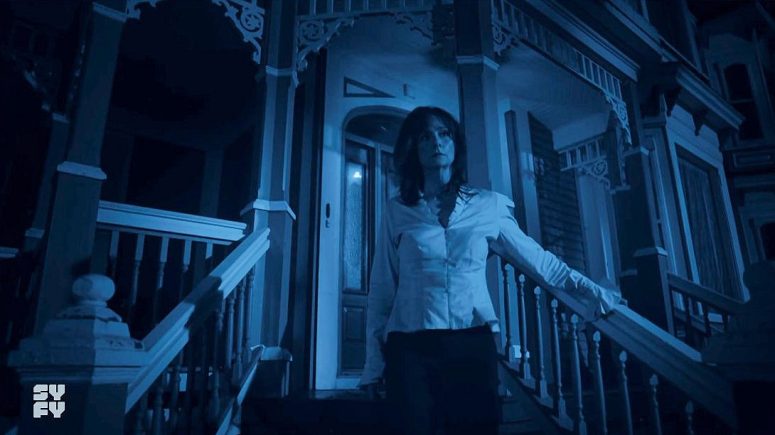 Luke's mom leaving what would become the Donovan House without the hat, coat, or scarf that she came in with - SurrealEstate 110