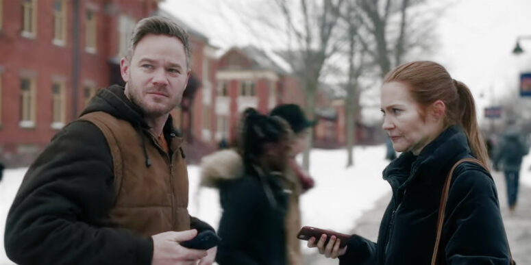 Aaron Ashmore as Duncan Locke and Darby Stanchfield as his sister-in-law Nina in 'Locke and Key'