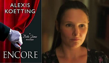 Alexis Koetting (Lilly's mother) and the cover of one of her mysteries "Encore"