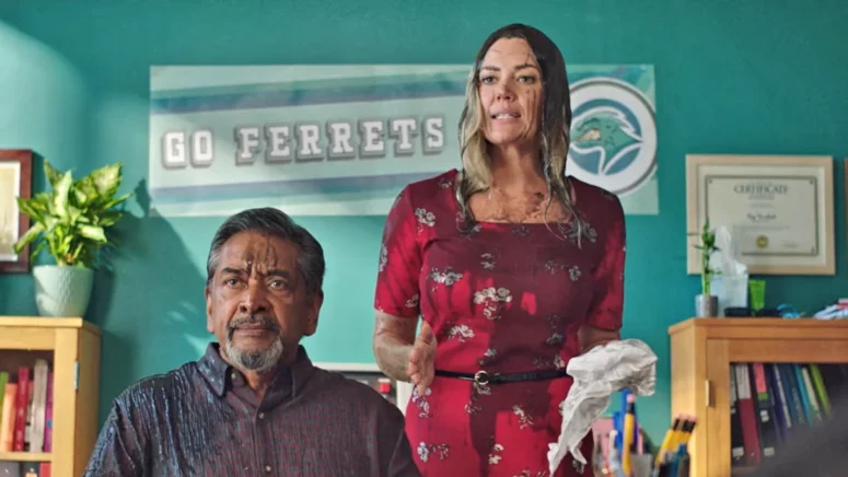 Principal Varshidi and his assistant Michelle after being doused with extra-dimensional slop - Astrid and Lilly Save the World 102