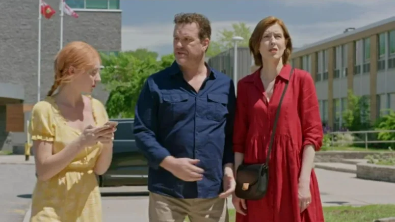 Alice Moran as Lizzie, Gina McKee as Ava, and Douglas Hodge as Simon in A Grand Romantic Gesture