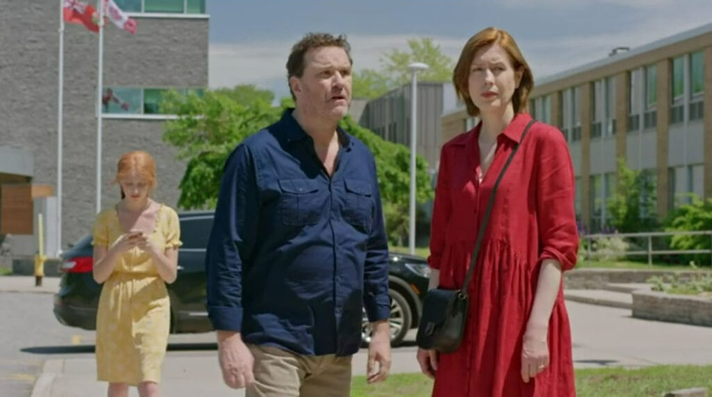 Alice Moran as Lizzie, Gina McKee as Ava, and Douglas Hodge as Simon in A Grand Romantic Gesture