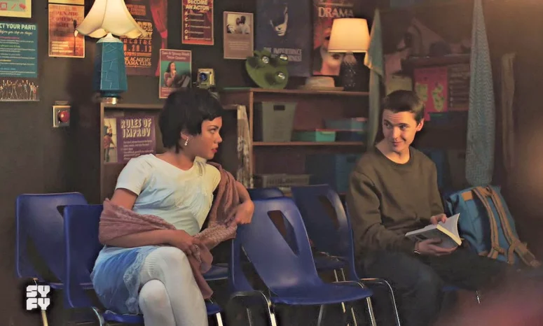 Michael McCreary as Eggs and Christina Orjalo as Val in episode five of Astrid and Lilly Save the World