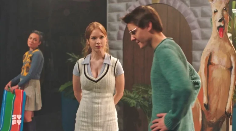 Julia Doyle as Candace, Michael McCreary as Eggs, and Christina Orjalo as Val - Astrid and Lilly Save the World 109