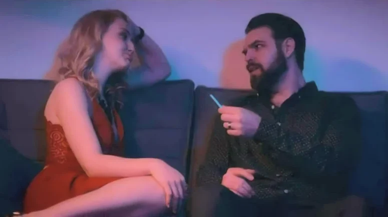 Nina (Ella Jonas Farlinger) preparing Ben (Josh Bainbridge) for dinner - Kicking Blood