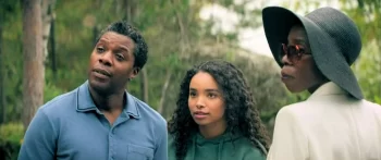 Milton Barnes as Oliver, Madison Shamoun as Billie and Lisa Codrington as Naomi Barnes - The Lake