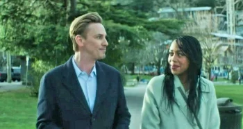 Rukiya Bernard as Valentina Samuels and Riley Smith as Ryan Hudson - Nancy Drew 215