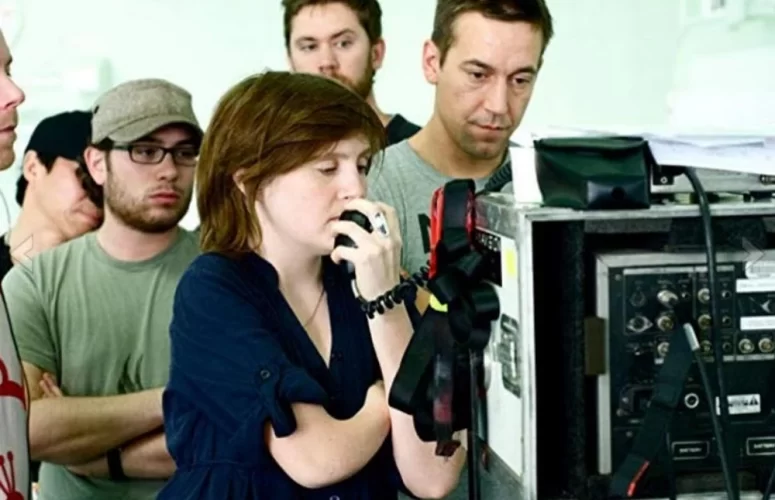 Lindsay MacKay on the set of Clear Blue