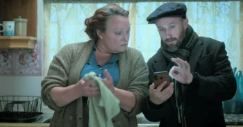 Robyn Scott as Aileen McClintock and Richard Wright Firth as her husband Gordon - Recipes for Love and Murder