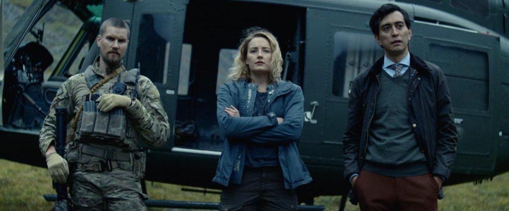 Mads Sjøgård Pettersen, as Kaptein Kristoffer Holm, Ine Marie willmann as Nora Tidemann, and Kim Falck as Andreas Isaksen - Troll