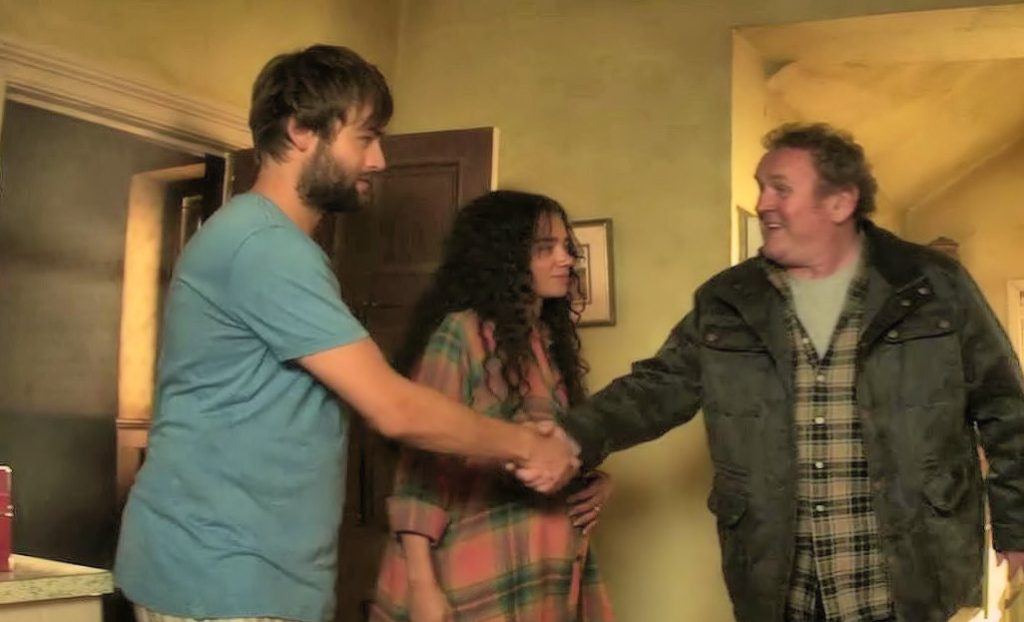 Colm Meany (Daddy Whelan) introduces himself, to Maya and Jamie - Unwelcome