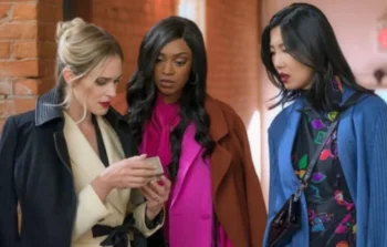 Chantel Riley as Lauren Bishop, Brittany Bristow as Nicole Everett, and Lily Gao as Sydney Wei - The Love Club