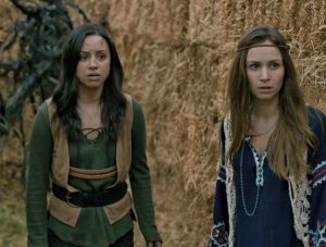 Kiana Madeira and Dominique Provost-Chalkley in the 2017 Syfy movie NEVERKNOCK