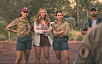 Vivienne Asowoga as Lola and Alycia Debnam-Carey as Alice with an unnamed park ranger - The Lost Flowers of Alice Hart