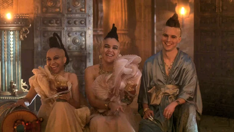 Three Seanchan of the High Blood react to Loial’s tree song. All have the same hairdo. In contrast, Egwene’s trainer Renna has long braids. - The Wheel of Time 206