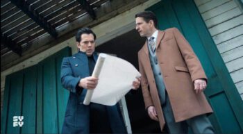 Tim Rozon as Luke Roman and Brad Stone as Mr. Toft - SurrealEstate