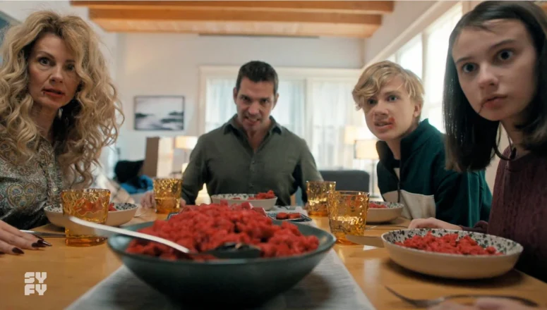 Gage Graham-Arbuthnot, Riley Coombes Lush, Justin Nurse, and Paula Morgan as the Malachi family - SurrealEstate 208