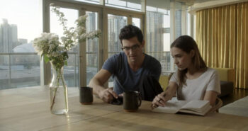 Tom (David Alpay) and Sheila (Kathleen Munroe) have coffee at home - Birdland