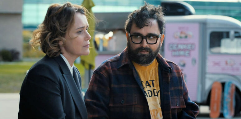 Keeley Hawes as Kira and Izad Etemadi as Josh - Orphan Black: Echoes 103