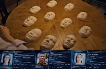 Face masks of the 11 selected by Darros for his project and the three names Eleanor was able to identify.