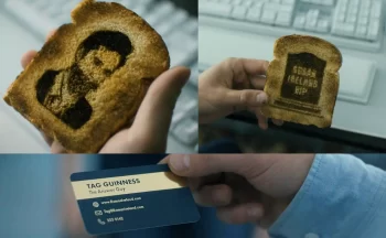 Two versions of Tag's toast, and his new business card