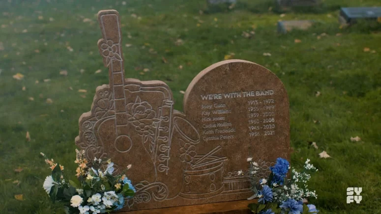Lomax's favourite headstone, which could be a reference to the band The Black Keys, and their song 'I'm With The Band'