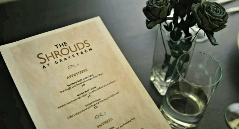 Menu from Karsh's restaurant The Shrouds at Gravetech - The Shrouds