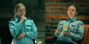 Two views of the happily pregnant Sigrid Hodne (Karoline Viktoria Sletting Garvang - Troll 2