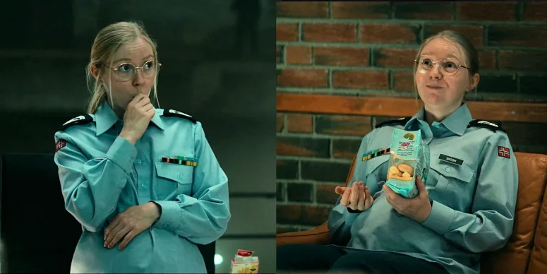 Two views of the happily pregnant Sigurd Hodne (Karoline Viktoria Sletting Garvang - Troll 2