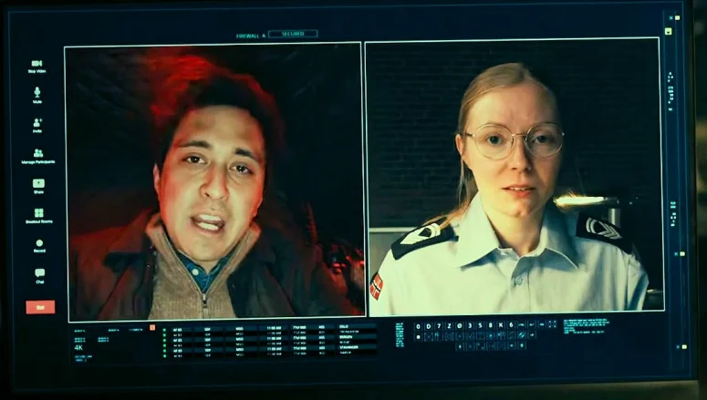 Andreas Isaksen (Kim Falck) and Sigurd Hodne (Karonine Viktoria Sletting Garvang) have their final conversation via computer - Troll 2