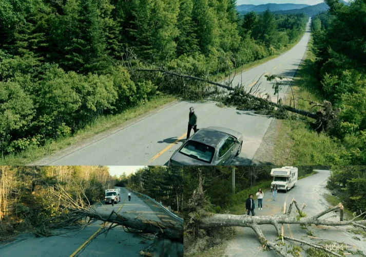 (top) The tree in episode 401 (bottom left) the tree from episode 303 (bottom right) the tree from episode 101