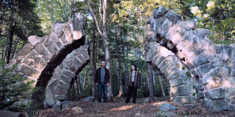 Julie (Hannah Cheramy) and Randall (A J Simmons) at the ruins - From 402