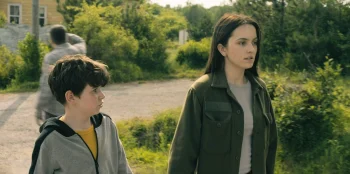 Ethan (Simon Webster) and his sister Julie (Hannah Cheramy) walk to the barn - From 402