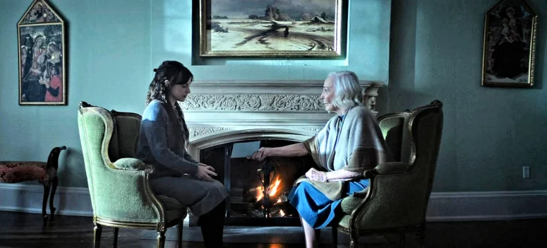 Johanna (Sarah Ferguson) gives Annika (Georgina Reilly) a handwritten prayer to say for Harriet. In the background is (probably a print of) a painting by Feodor Alexandrovich Vassiliev titled 'Thaw' - The Voices of Our Mother