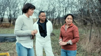 Serinda Swan as Dr Jenny Cooper, John De Leon as Dennis Garcia, and Ma-Anne Dionisio as Angela Garcia - Coroner 305
