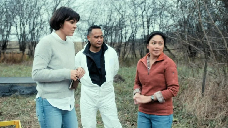 Serinda Swan as Dr Jenny Cooper, John De Leon as Dennis Garcia, and Ma-Anne Dionisio as Angela Garcia - Coroner 305