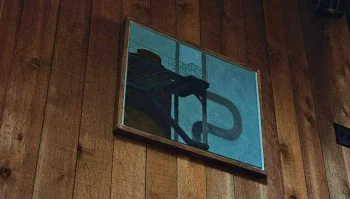 The painting Malcolm bought from Liz and hung on the wall of the cabin - Keeper